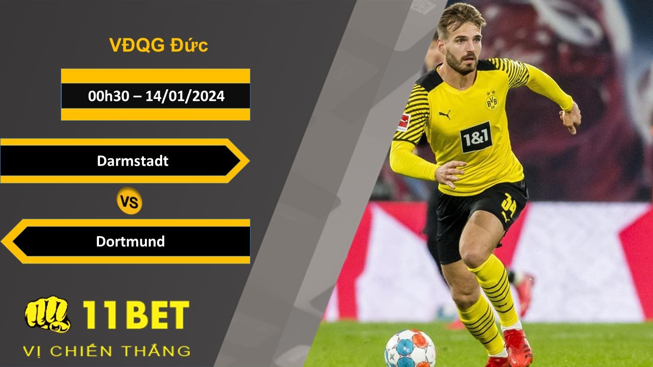 11BET Soi kèo Darmstadt vs Dortmund, 00h30, 14/01/2024